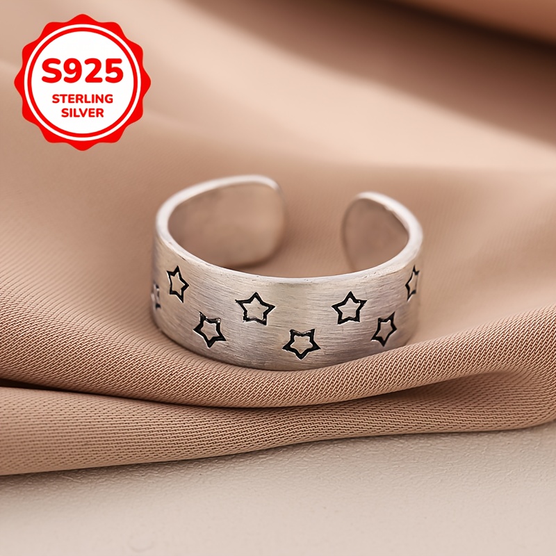 925 Silver Hypoallergenic Star Brushed Ring - Retro High End Index Finger Ring